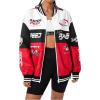 image:imageGORGLITTER Womens Y2k Varsity Jacket Racing Bomber Letterman Jackets Zip Up Oversized Letter Graphic Motorcycle CoatsBlack White Red