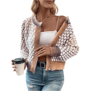 image:imageGORGLITTER Womens Button Up Colorful Cropped Cardigan Fall Clothes Cute Trendy 2025 Knit Tweed Sweater JacketMulticolored