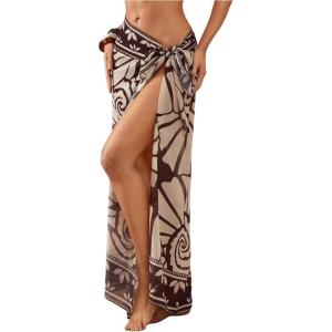 image:imageGORGLITTER Womens Floral Print Beach Sarong Coverups Skirts Mesh Swim Sarong Wraps Bikini Swimsuit Swim Skirt Cover UpMulticolor