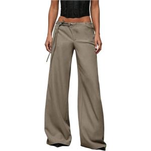 image:imageGORGLITTER Womens Low Rise Going Out Formal Dress Pants Wide Leg Work Slacks Pants Business Casual Outfits TrousersArmy Green