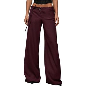 image:imageGORGLITTER Womens Low Rise Going Out Formal Dress Pants Wide Leg Work Slacks Pants Business Casual Outfits TrousersMaroon