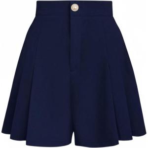 image:imageGORGLITTER Womens Pleated Dress Shorts Dressy Business Casual High Waisted Wide Leg Bermuda Work Formal Tailored ShortsBlue