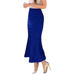 image:imageGORGLITTER Womens Ruffle Bodycon Maxi Skirts Fishtail High Waisted Pencil Long Going Out SkirtsRoyal Blue