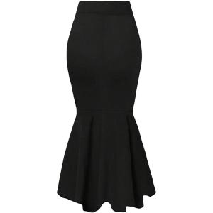 image:imageGORGLITTER Womens Ruffle Bodycon Maxi Skirts Fishtail High Waisted Pencil Long Going Out SkirtsSolid Black