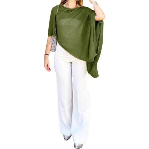 image:imageGORGLITTER Womens Sheer Poncho Shawl Bat Wing Cape Tops Crochet Cover Up Lightweight Sweater Spring Summer Outfits 2026Army Green