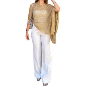 image:imageGORGLITTER Womens Sheer Poncho Shawl Bat Wing Cape Tops Crochet Cover Up Lightweight Sweater Spring Summer Outfits 2026Gold