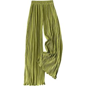 image:imageGORGLITTER Womens Silk Satin Wide Leg Pants Dressy Flowy Pleated Trousers Business Casual Work Palazzo Pants CasualMint Green