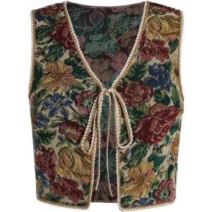 image:imageGORGLITTER Womens Sleeveless Western Rodeo Country Concert Cowgirl Outfit Tie Front Cardigan Vest Top Casual TrendyMulticolor Red