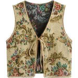 image:imageGORGLITTER Womens Sleeveless Western Rodeo Country Concert Cowgirl Outfit Tie Front Cardigan Vest Top Casual TrendyMulticolour