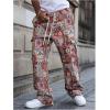 image:imageGORGLITTER Mens Baggy Cargo Pants Patchwork Flared Pants Y2K Graphic Distressed Stacked Drippy Sweatpants TrousersRed