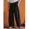 image:imageGORGLITTER Mens Baggy Dress Pants Pleated Low Rise Wide Leg Work Trousers Old Money Business Casual SlacksBlack