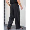 image:imageGORGLITTER Mens Baggy Dress Pants Wide Leg High Waisted Pleated Trousers Business Casual Slacks with PocketsBlack