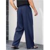 image:imageGORGLITTER Mens Baggy Dress Pants Wide Leg High Waisted Pleated Trousers Business Casual Slacks with PocketsBlue