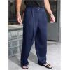 image:imageGORGLITTER Mens Baggy Dress Pants Wide Leg High Waisted Pleated Trousers Business Casual Slacks with PocketsBlue