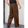 image:imageGORGLITTER Mens Baggy Dress Pants Wide Leg High Waisted Pleated Trousers Business Casual Slacks with PocketsCoffee Brown