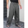 image:imageGORGLITTER Mens Baggy Dress Pants Wide Leg High Waisted Pleated Trousers Business Casual Slacks with PocketsDark Grey