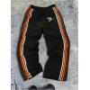 image:imageGORGLITTER Mens Baggy Sweatpants Colorful Striped Drawstring Waist Straight Wide Leg Workout Track Pants StreetwearBlack