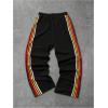 image:imageGORGLITTER Mens Baggy Sweatpants Colorful Striped Drawstring Waist Straight Wide Leg Workout Track Pants StreetwearBlack