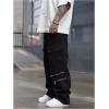 image:imageGORGLITTER Mens Baggy Wide Leg Cargo Pants Y2K Elastic Drawstring Stacked Trouser Street Pants