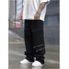 image:imageGORGLITTER Mens Baggy Wide Leg Cargo Pants Y2K Elastic Drawstring Stacked Trouser Street Pants