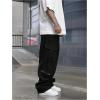 image:imageGORGLITTER Mens Baggy Wide Leg Cargo Pants Y2K Elastic Drawstring Stacked Trouser Street Pants