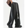 image:imageGORGLITTER Mens Barrel Sweatpants Baggy Wide Leg Color Block Uncuffed Sweats Streetwear Drawstring Track PantsBlack
