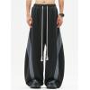 image:imageGORGLITTER Mens Barrel Sweatpants Baggy Wide Leg Color Block Uncuffed Sweats Streetwear Drawstring Track PantsBlack