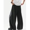 image:imageGORGLITTER Mens Barrel Sweatpants Baggy Wide Leg Color Block Uncuffed Sweats Streetwear Drawstring Track PantsBlack