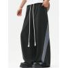 image:imageGORGLITTER Mens Barrel Sweatpants Baggy Wide Leg Color Block Uncuffed Sweats Streetwear Drawstring Track PantsBlack