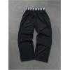 image:imageGORGLITTER Mens Double Waisted Baggy Pants Plaid Stripe Wide Leg Track Pants Y2K Athletic Workout Trouser StreetwearBlack Striped