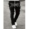 image:imageGORGLITTER Mens Graphic Baggy Sweatpants Wide Leg Y2K Drawstring Stacked Jogger Pants with PocketsBlack Letters
