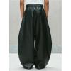 image:imageGORGLITTER Mens Leather Pants Y2K Wide Leg Baggy Barrel Pants Disco Party Rave Trousers with Pockets StreewearBlack