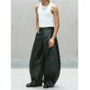 image:imageGORGLITTER Mens Leather Pants Y2K Wide Leg Baggy Barrel Pants Disco Party Rave Trousers with Pockets StreewearBlack