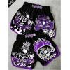 image:imageGORGLITTER Mens Letter Graphic Print Drawstring Waist Track Shorts with PocketBlack and Purple