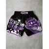image:imageGORGLITTER Mens Letter Graphic Print Drawstring Waist Track Shorts with PocketBlack and Purple