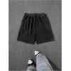 image:imageGORGLITTER Mens Letter Graphic Track Shorts Y2K Straight Leg Basketball Drawstring Acid Wash ShortsBlack