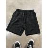 image:imageGORGLITTER Mens Letter Graphic Track Shorts Y2K Straight Leg Basketball Drawstring Acid Wash ShortsBlack and Beige