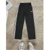 image:imageGORGLITTER Mens Letter Print Striped Baggy Workout Sweatpants Straight Leg Elastic Waist Track TrousersBlack