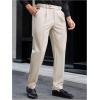 image:imageGORGLITTER Mens Pleated Low Rise Waisted Dress Pants Straight Leg Trousers Work Slacks Pants Business Casual OutfitsApricot