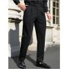 image:imageGORGLITTER Mens Pleated Low Rise Waisted Dress Pants Straight Leg Trousers Work Slacks Pants Business Casual OutfitsBlack