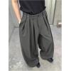 image:imageGORGLITTER Mens Pleated Wide Leg Pants Baggy High Waisted Work Dress Pants Trousers with PocketSolid Dark Grey