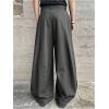 image:imageGORGLITTER Mens Pleated Wide Leg Pants Baggy High Waisted Work Dress Pants Trousers with PocketSolid Dark Grey