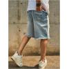 image:imageGORGLITTER Mens Ripped Denim Shorts Distressed Raw Hem Jean Shorts Summer Street JortsLight Blue