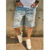 image:imageGORGLITTER Mens Ripped Denim Shorts Distressed Raw Hem Jean Shorts Summer Street JortsLight Blue