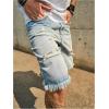 image:imageGORGLITTER Mens Ripped Denim Shorts Distressed Raw Hem Jean Shorts Summer Street JortsLight Blue