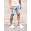 image:imageGORGLITTER Mens Ripped Denim Shorts Distressed Raw Hem Jean Shorts Summer Street JortsLight Wash