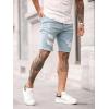 image:imageGORGLITTER Mens Ripped Denim Shorts Distressed Raw Hem Jean Shorts Summer Street JortsLight Wash