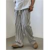 image:imageGORGLITTER Mens Striped Baggy Pants Dressy High Waisted Wide Leg Loose Gym Athletic Workout Trouser Pants StreetwearBlack and White