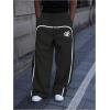 image:imageGORGLITTER Mens Wide Leg Baggy Sweatpants Y2K Graphic Zip Hem Casual Workout Athletic Trousers Track PantsBlack