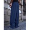 image:imageGORGLITTER Mens Wide Leg Baggy Sweatpants Y2K Graphic Zip Hem Casual Workout Athletic Trousers Track PantsDark Blue